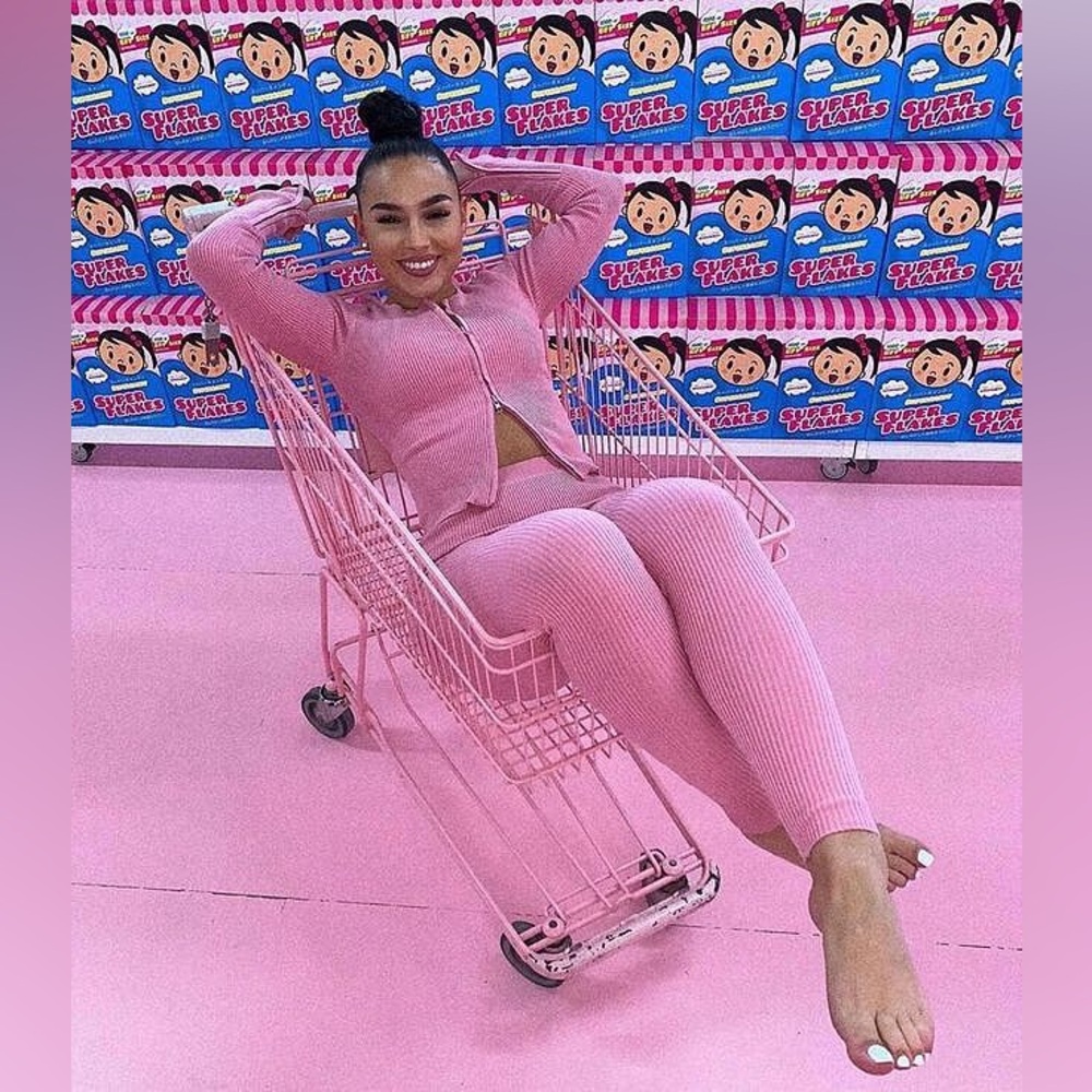 Pink fashion, nova, zipper, long sleeve top & bottoms set - Picture 11 of 15